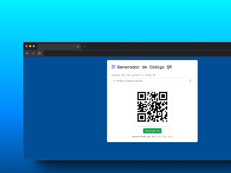 Captura de pantalla del proyecto Generador código QR - Portfolio Juan Cruz Martínez